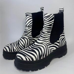 Zebra Chelsea Boots - Brand new - Size 7 - Never worn -Vegan Leather